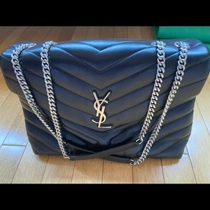 YSL loulou medium black silver hardware